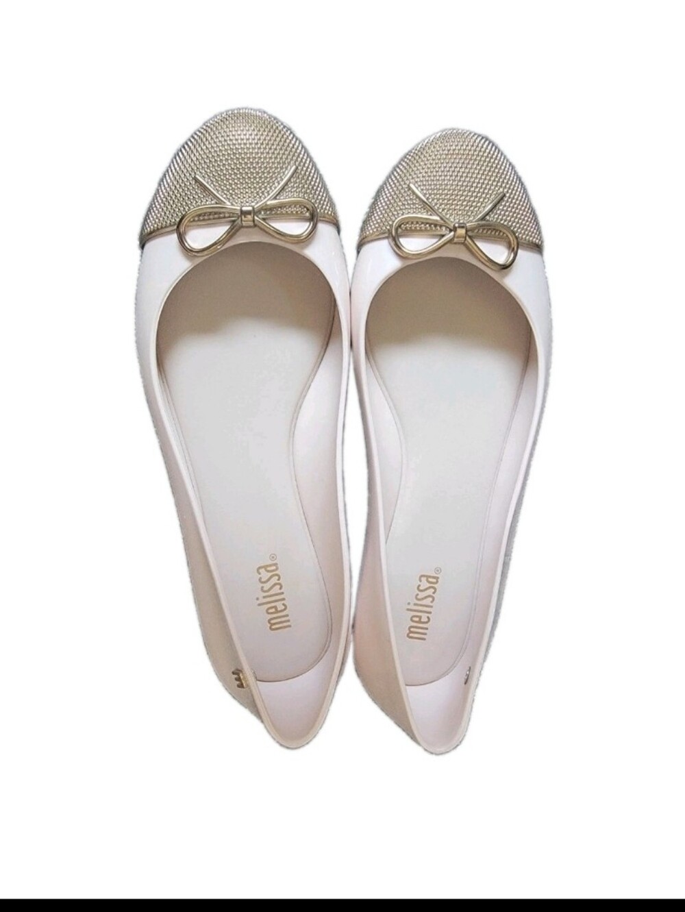 Melissa Beige Gold Wire Bow Jelly Ballet Flats 5